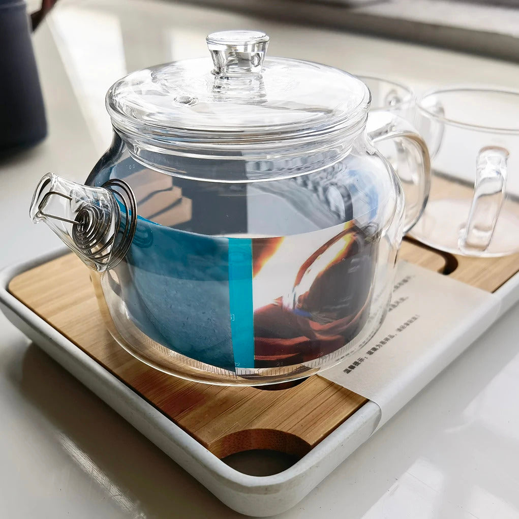 Samadoyo - heat-resistant glass tea set, travel tea set, can of two cups, 180ml, 6oz