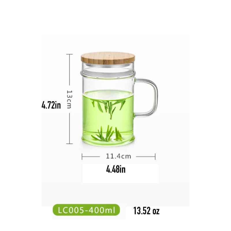Samadoyo-Tasse à thé en verre résistant à la chaleur avec filtre, tasse verte simple, 400ml