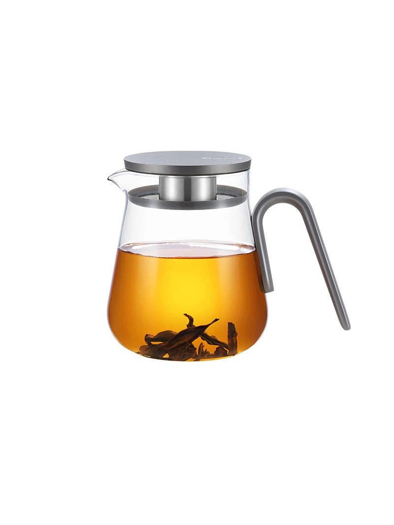 Samadoyo - Glass Teapot Set with Aluminum Lid, Filter, Four Standards, Durable, Heat Capacity, 600ml, 800ml