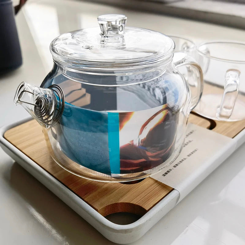 Samadoyo - heat-resistant glass tea set, travel tea set, can of two cups, 180ml, 6oz