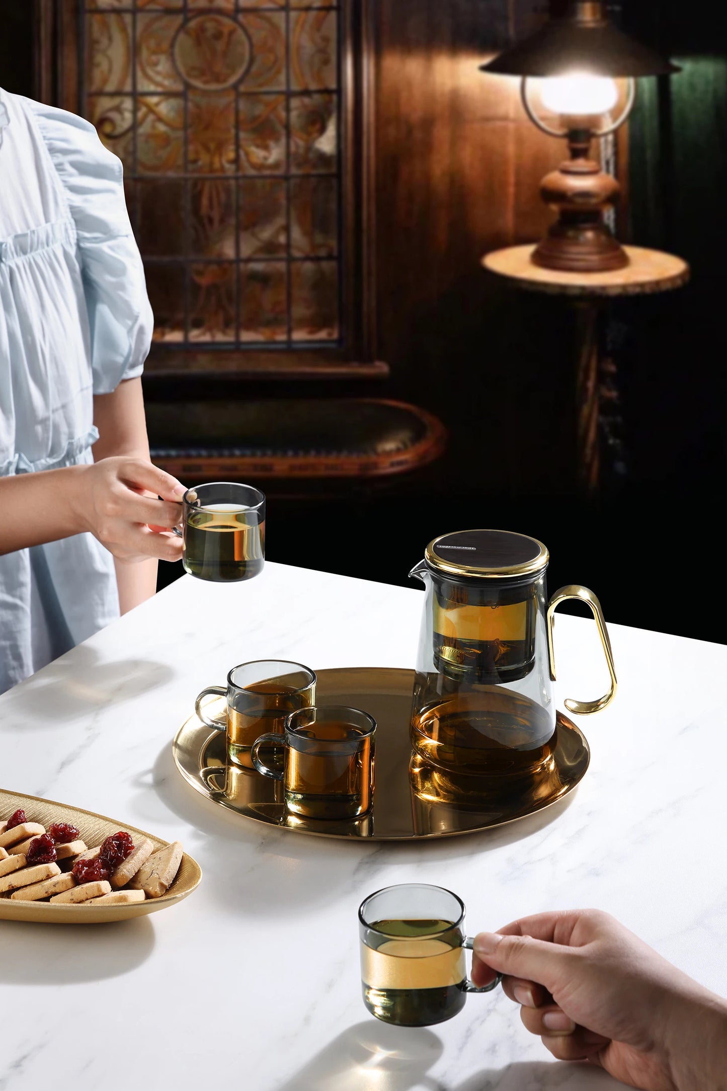 Bonston - Integrated Teapot with Glass Filter, Teapot with Magnetic Switch, 700ml (23.67oz)