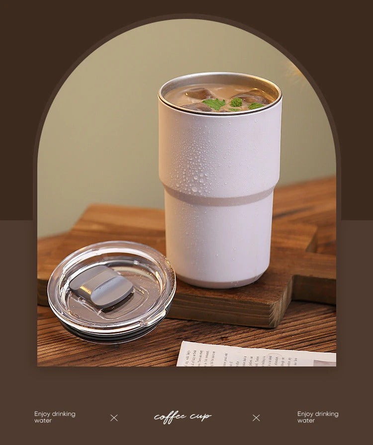 TIPOTIPO - Double layer 304 stainless steel vacuum cup, juice cup, with lid, insulated cup 460ml/560ml