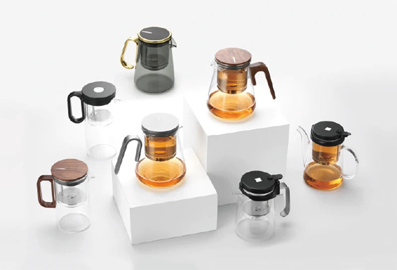 Bonston-Integrated Glass Teapot with One-Touch Tea Strainer, Heat-Resistant glassTeapots, 700ml (23.67oz)