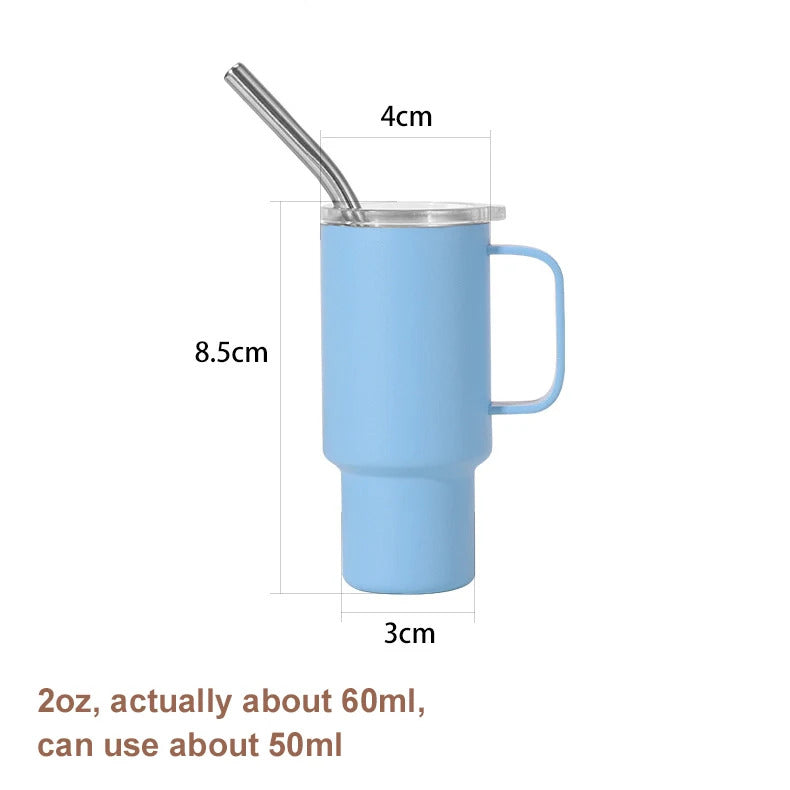 Stainless steel straw insulated cup, mini liquor glass, portable wine glass, small party glass, 2 ounces