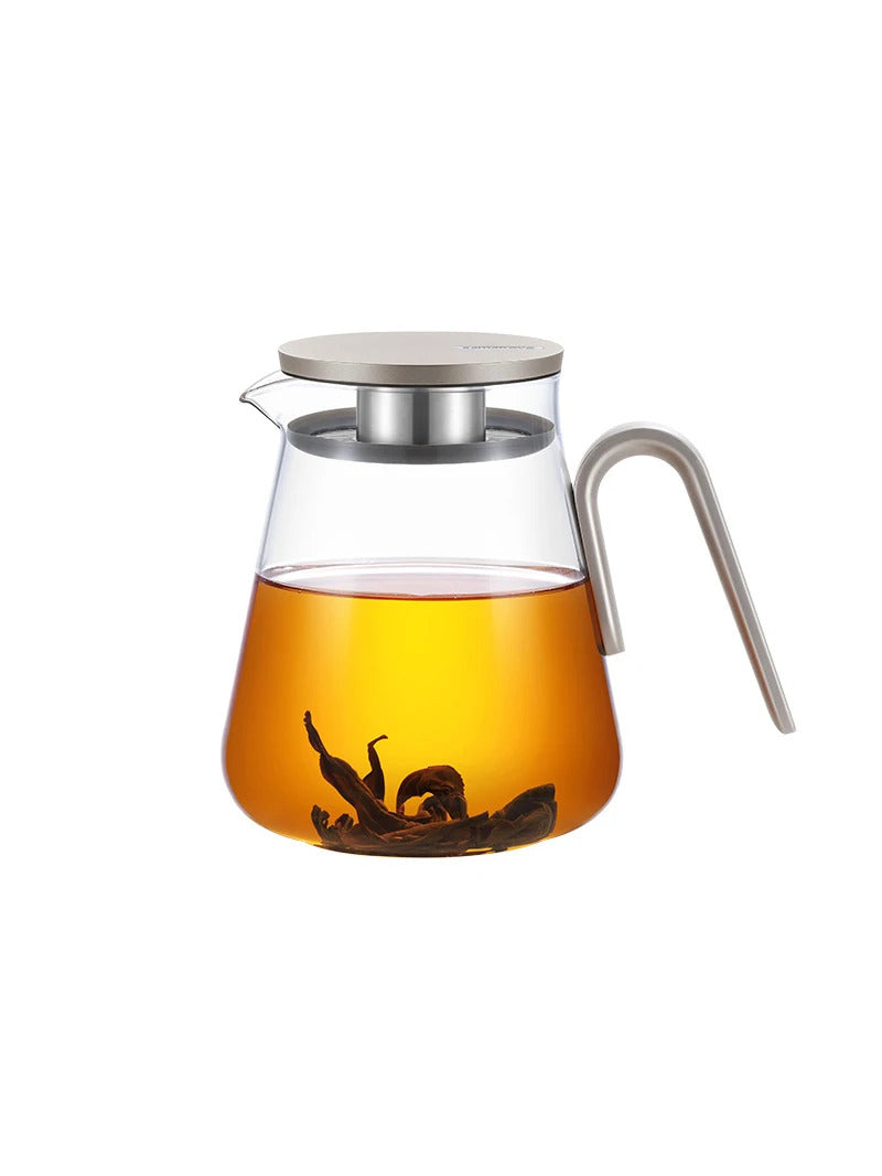 Samadoyo - Glass Teapot Set with Aluminum Lid, Filter, Four Standards, Durable, Heat Capacity, 600ml, 800ml