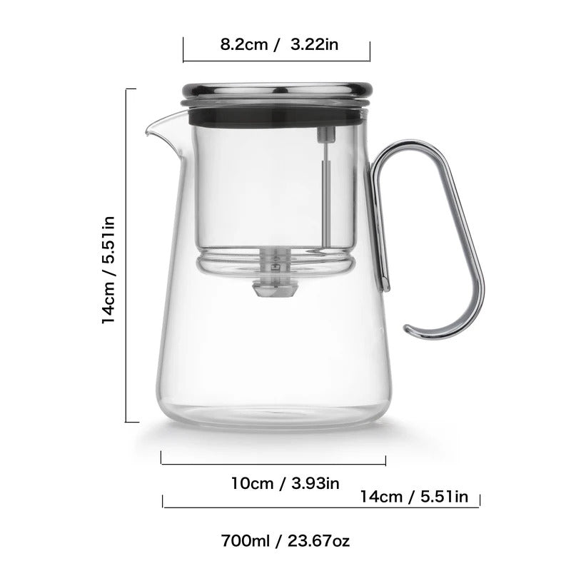 Bonston - Integrated Teapot with Glass Filter, Teapot with Magnetic Switch, 700ml (23.67oz)