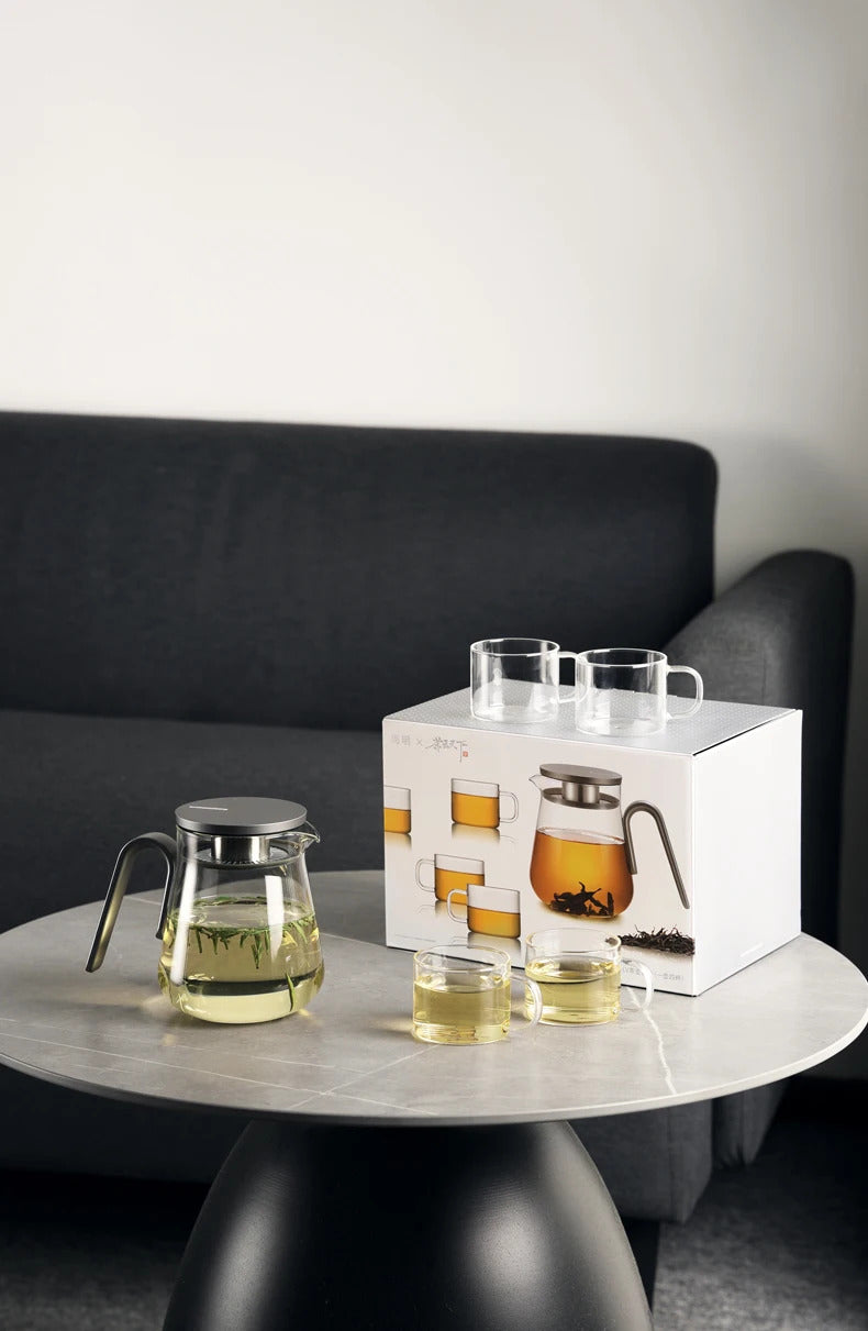 Samadoyo - Glass Teapot Set with Aluminum Lid, Filter, Four Standards, Durable, Heat Capacity, 600ml, 800ml