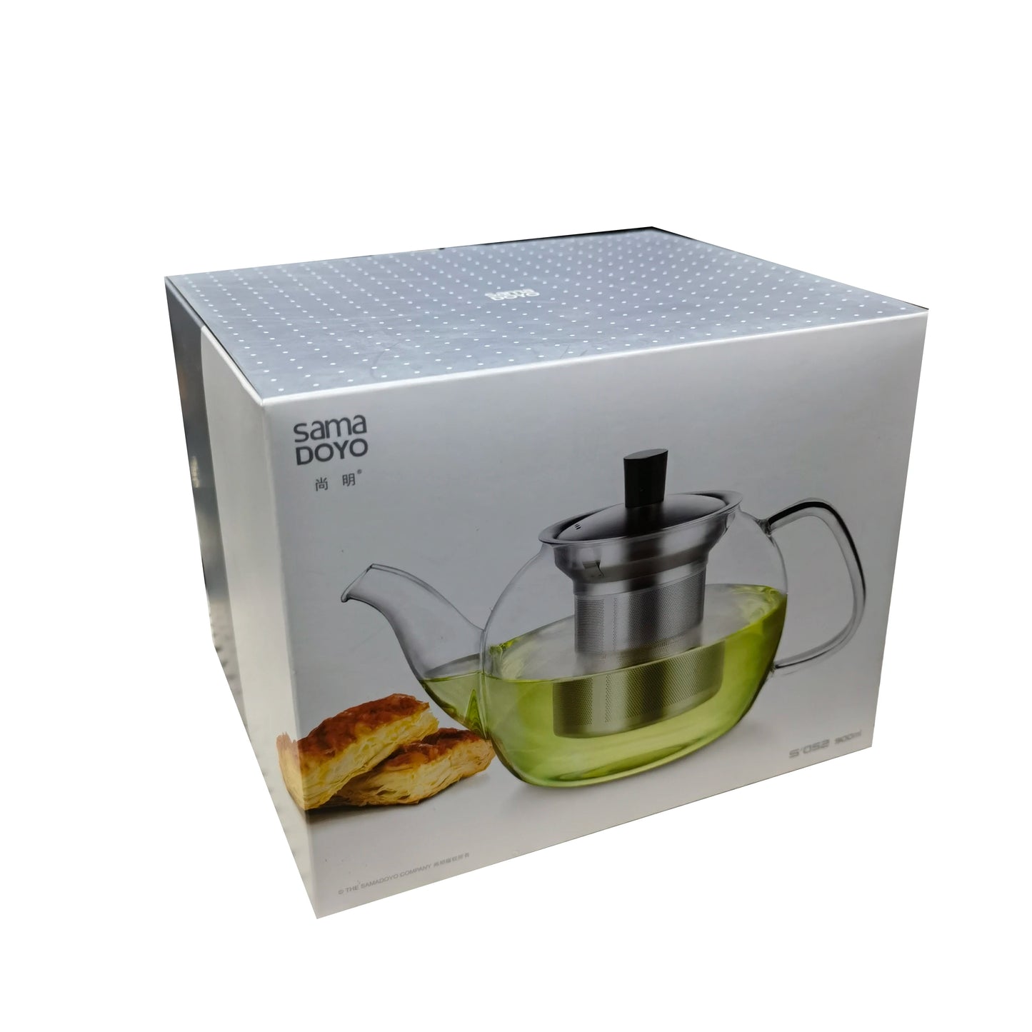 Samadoyo High Borosilicate Heat Resistant Glass Tea Pot Round Long Mouth Filtered Tea Pot 900ml