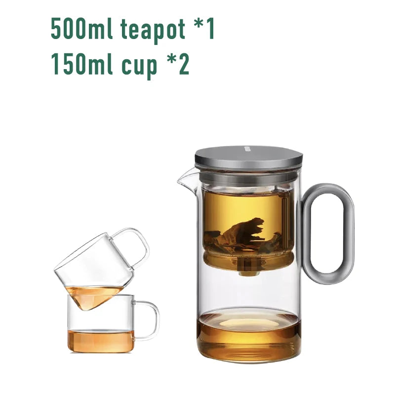Magnetic switch tea pot, high-end tea set, tea water separation teapot, household tea making tool, heat-resistant glass tea dis