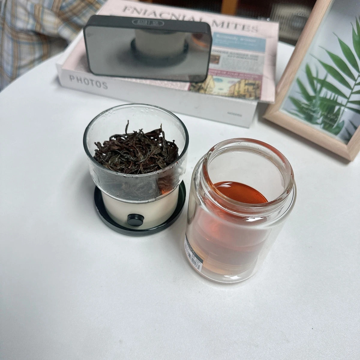 Heat-Resistant Glass Teacup, Teapot, Modular Tea Infuser, Portable Travel Tea Set with Carry Case, 270ml