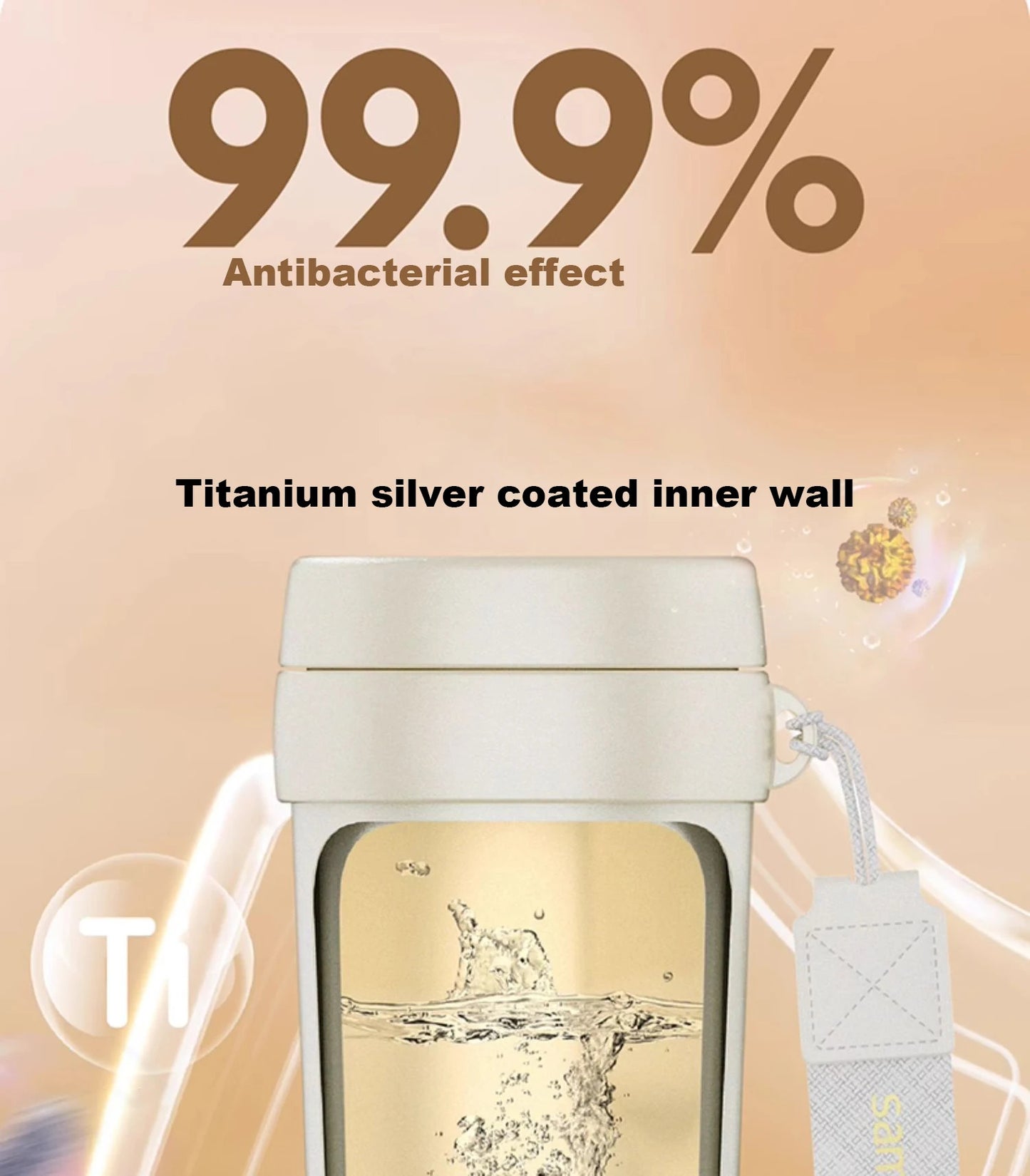Samadoyo- Titanium silver coated inner wall, insulated cup, portable cup, coffee cup, tea cup with filter screen, 500ml