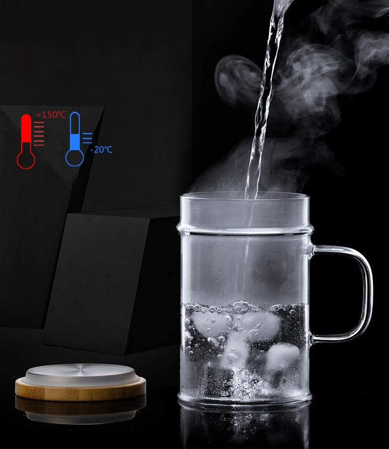 Samadoyo-Tasse à thé en verre résistant à la chaleur avec filtre, tasse verte simple, 400ml