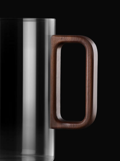 Bonston Heat-Resistant Glass Teapot Cup with 304 Stainless Steel Filter, Personal water cup, tea cup, Wood Accents - 500ml