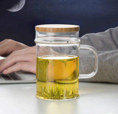 Samadoyo-Tasse à thé en verre résistant à la chaleur avec filtre, tasse verte simple, 400ml