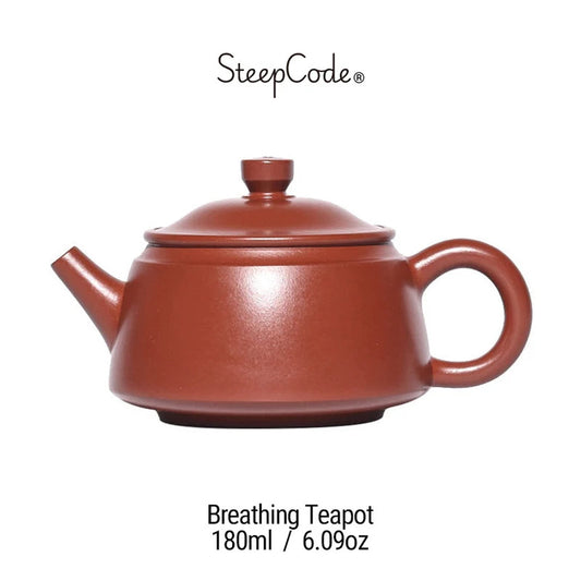 SteepCode Yixing "Breathing Teapot" – 180ml Supreme-Grade Vermilion Clay Masterpiece, Artisan Teapot, Zisha Teapot