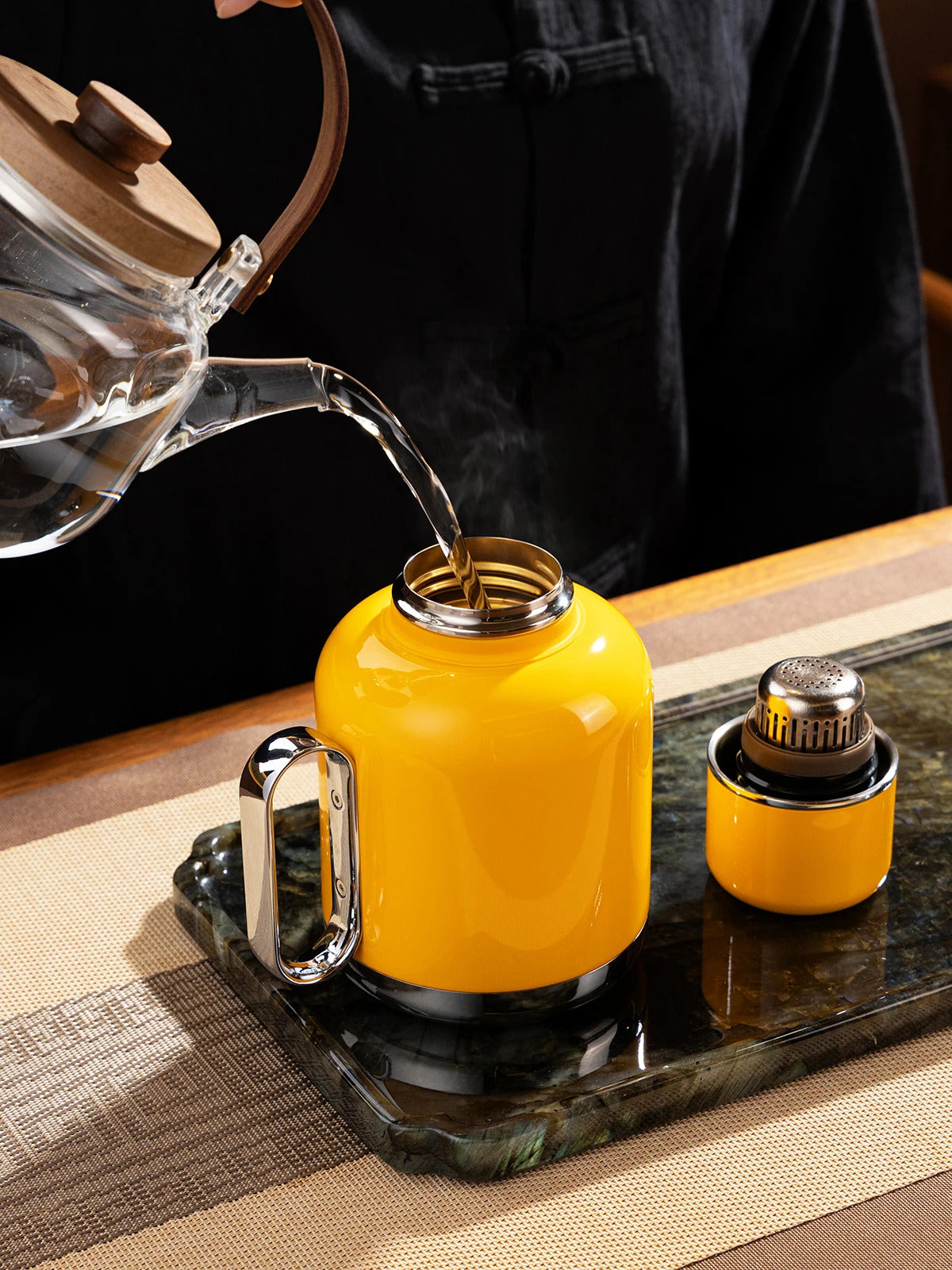 SAMADOYO-316 Stainless Steel Teapot, Insulated Tea & Coffee Brewer with Built-in Filter, 600ml