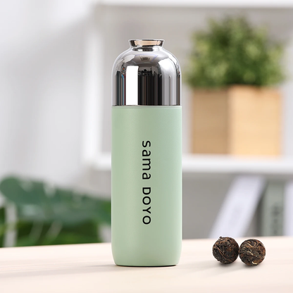 Samadoyo double-layer stainless steel vacuum insulated cup, tea brewing cup with filter screen, portable water cup 400ML