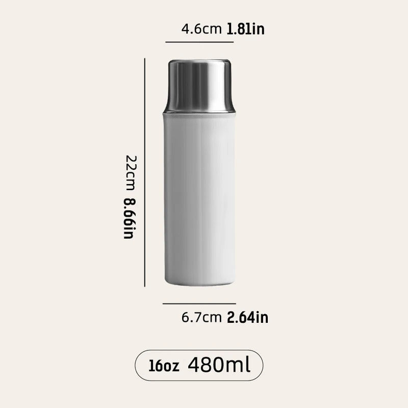 316L Stainless Steel Vacuum Tumbler with Tea Infuser & Portable Cup, 480ml