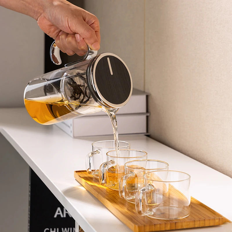 SAMADOYO Heat-Resistant Glass Teapot 580ml with Tea Strainer, Tea-Water Separation Pot