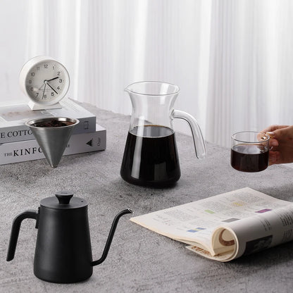 SAMADOYO Coffee Sharing Pot Portable Coffee Drip Set Travel Coffee Tool with Filter Coffee Pot Glass Coffee Pot