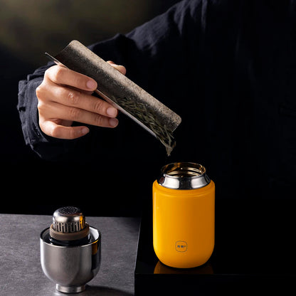 SAMADOYO-316 Stainless Steel Insulated Tumbler, Tea Infuser Mug, Portable Cup with Built-in Tea Filter, Premium Quality, 160ml