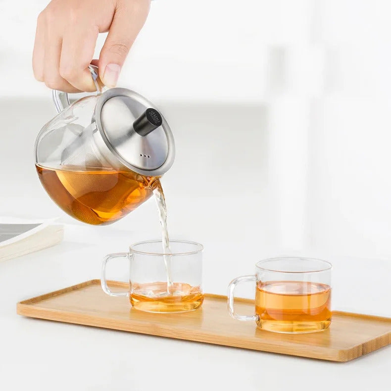 Samadoyo One Teapot & Four Cups Set, Heat-Resistant Glass Teapot Set, Loose Leaf Tea Infuser Teapot + Teacup Combination, 470ml