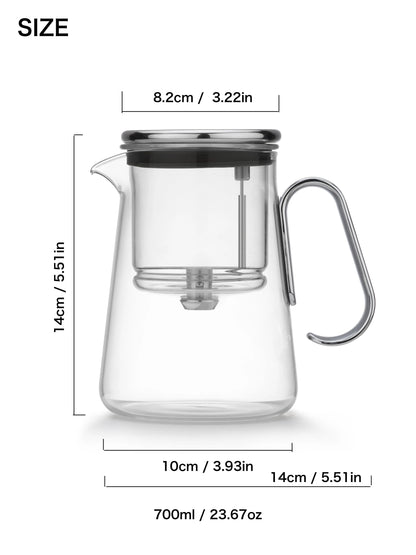 Bonston - Integrated Teapot with Glass Filter, Teapot with Magnetic Switch, 700ml (23.67oz)