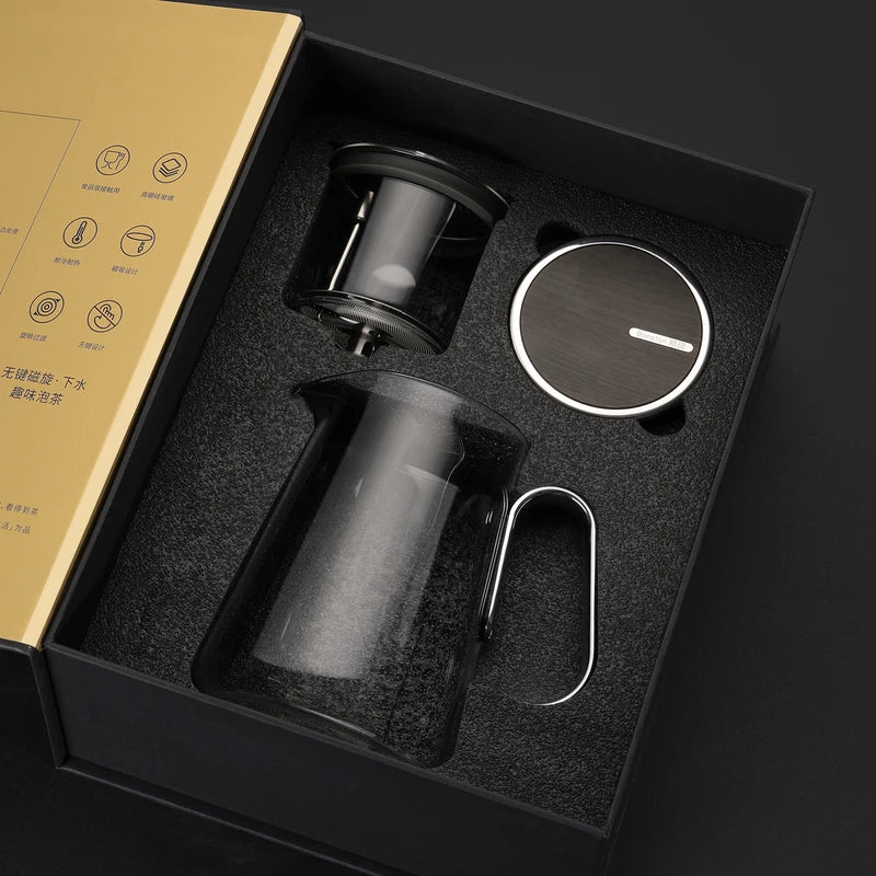 Bonston-Integrated Teapot with Glass Filter, Tea Maker, Premium Gift Box, 700 ml (23.67oz) 