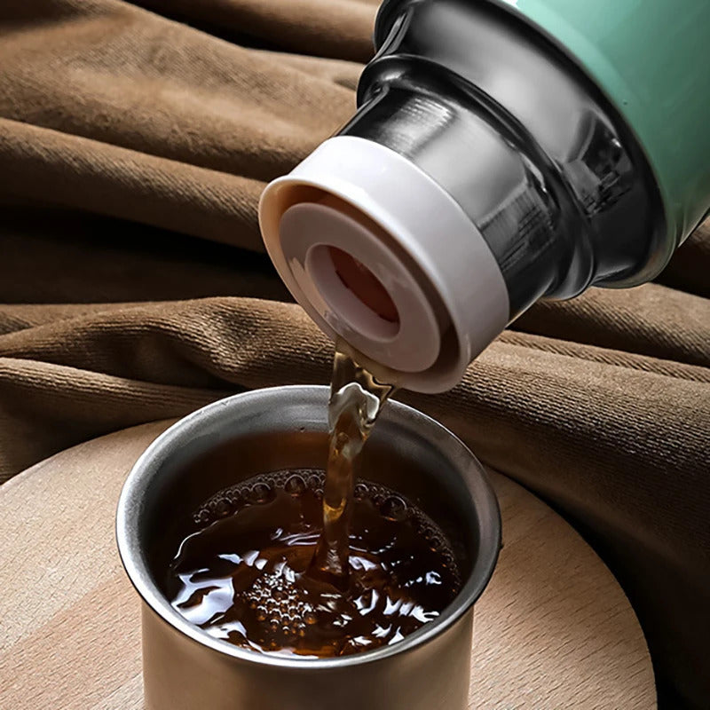 316L Stainless Steel Vacuum Tumbler with Tea Infuser & Portable Cup, 480ml