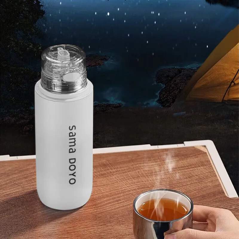 Samadoyo double-layer stainless steel vacuum insulated cup, tea brewing cup with filter screen, portable water cup 400ML