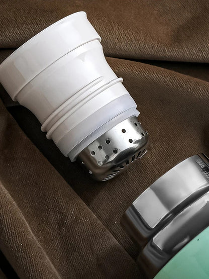 316L Stainless Steel Vacuum Tumbler with Tea Infuser & Portable Cup, 480ml