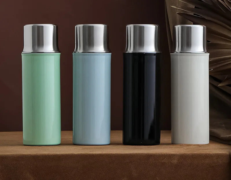 316L Stainless Steel Vacuum Tumbler with Tea Infuser & Portable Cup, 480ml