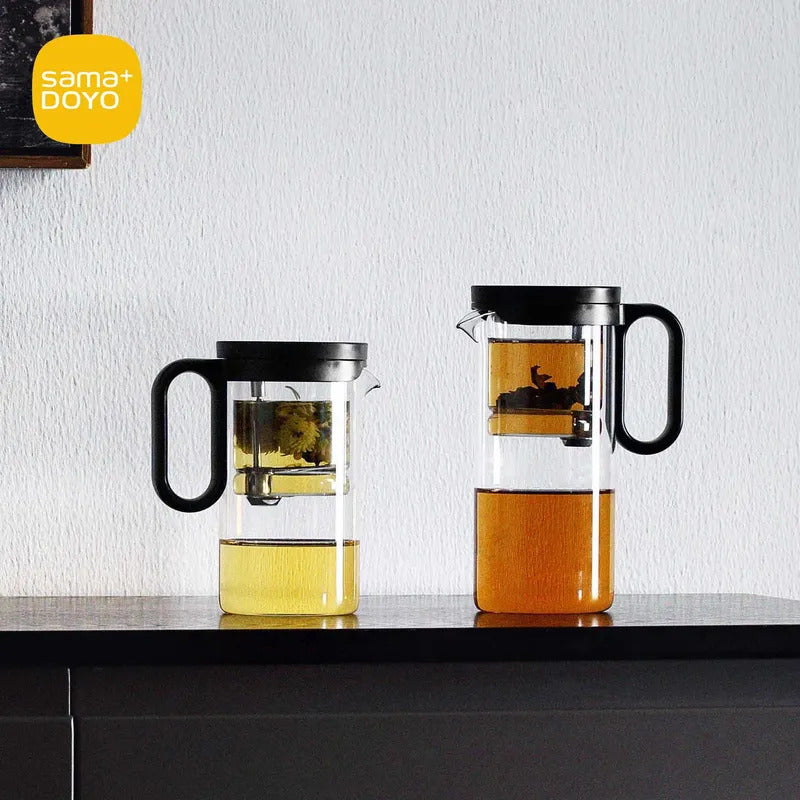 Samadoyo - Integrated Glass Teapot with One-Touch Tea Strainer, Heat-Resistant (500ml/700ml)