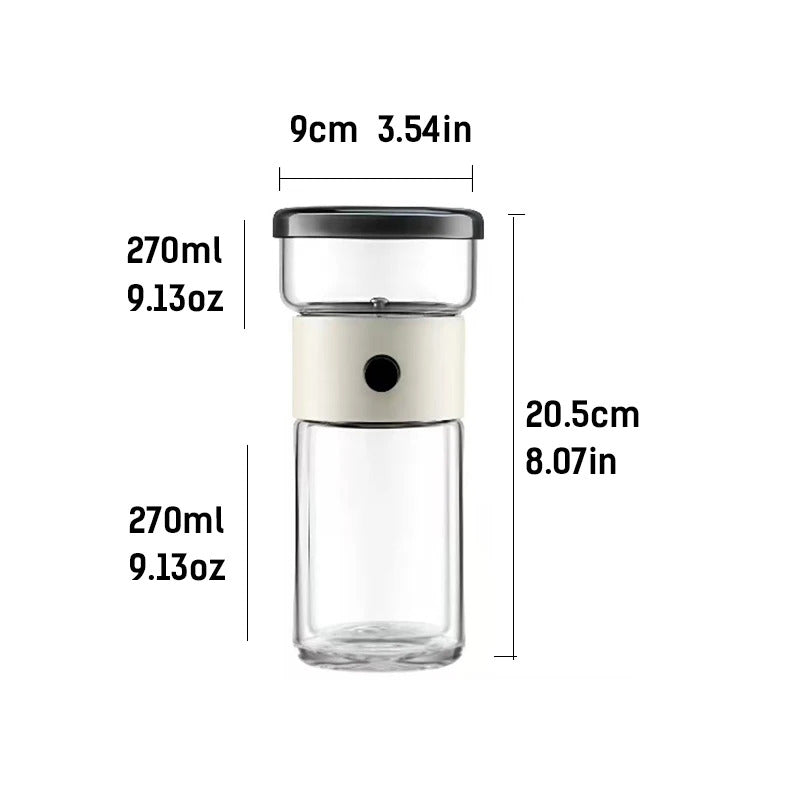 Heat-Resistant Glass Teacup, Teapot, Modular Tea Infuser, Portable Travel Tea Set with Carry Case, 270ml