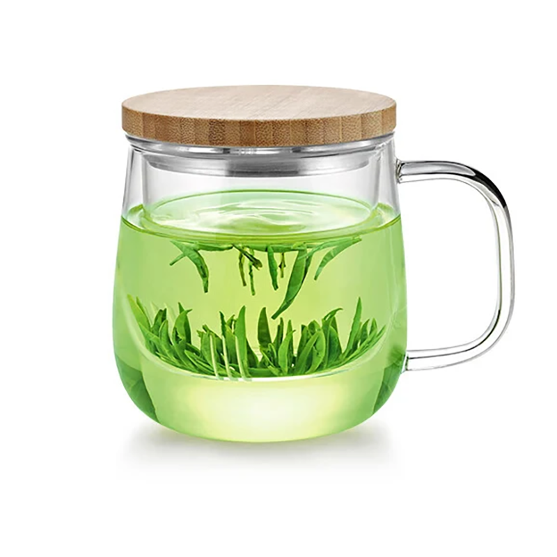 SAMADOYO Hitzebeständige Glas-Teezubereitungstasse, Tee-Wasser-Trennband, Gefilterte Blumenteetasse, Home-Office mit Abdeckband 