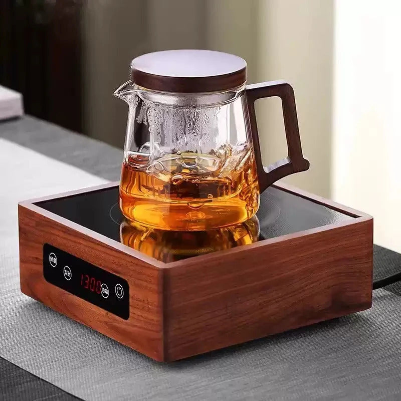 High quality heat-resistant glass teapot with glass filter cup, high-end solid wood lid, 550ml