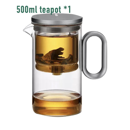Magnetic switch tea pot, high-end tea set, tea water separation teapot, household tea making tool, heat-resistant glass tea dis
