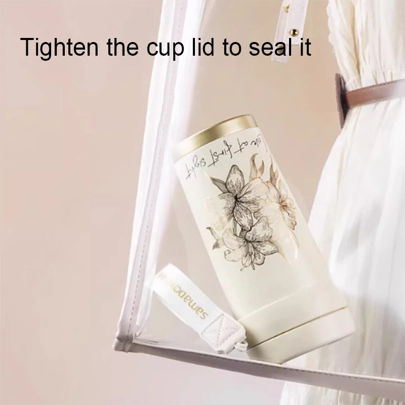Samadoyo- Titanium silver coated inner wall, insulated cup, portable cup, coffee cup, tea cup with filter screen, 500ml