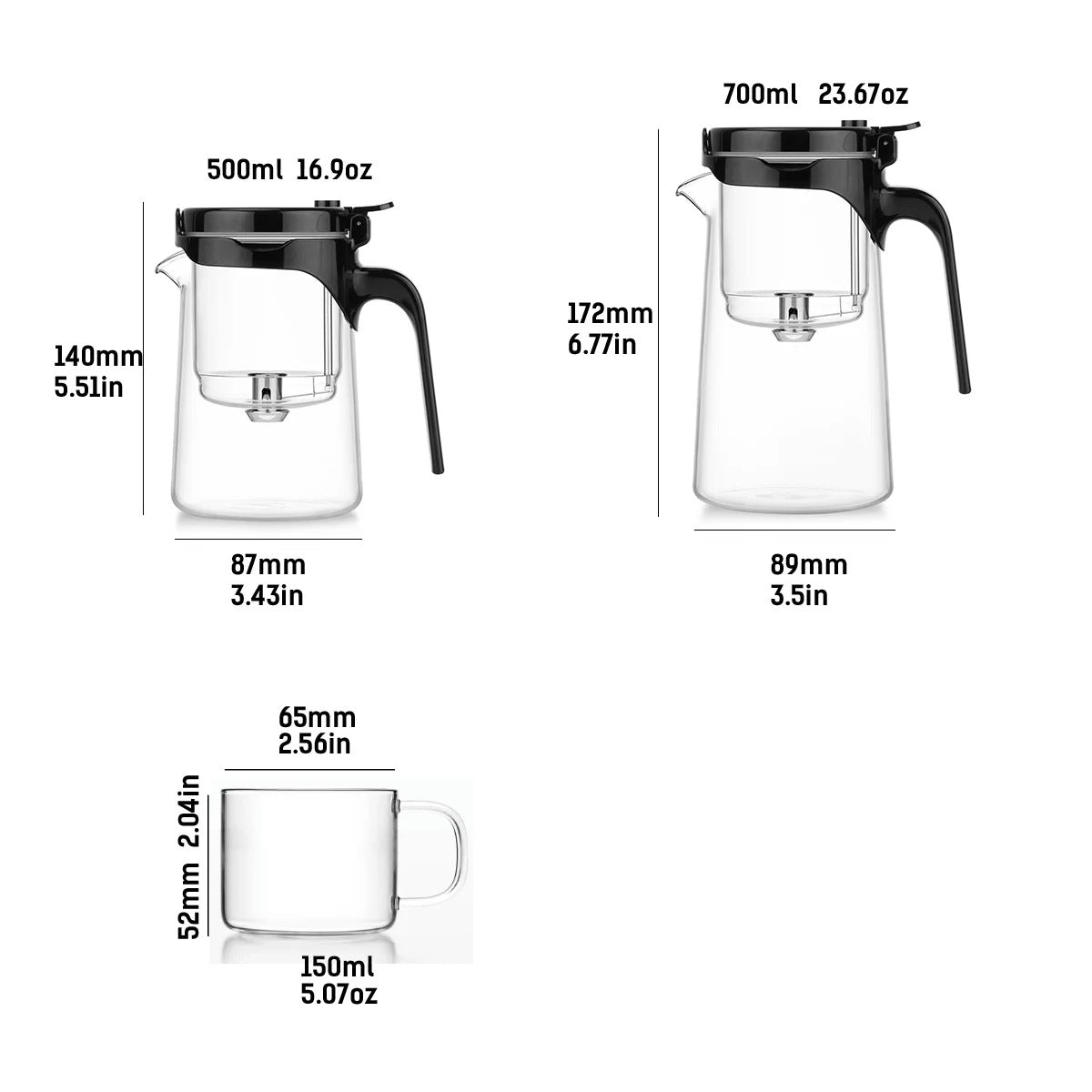 Samadoyo - Integrated Teapot with One-Touch Strainer, Heat-Resistant Glass (500ml/700ml)