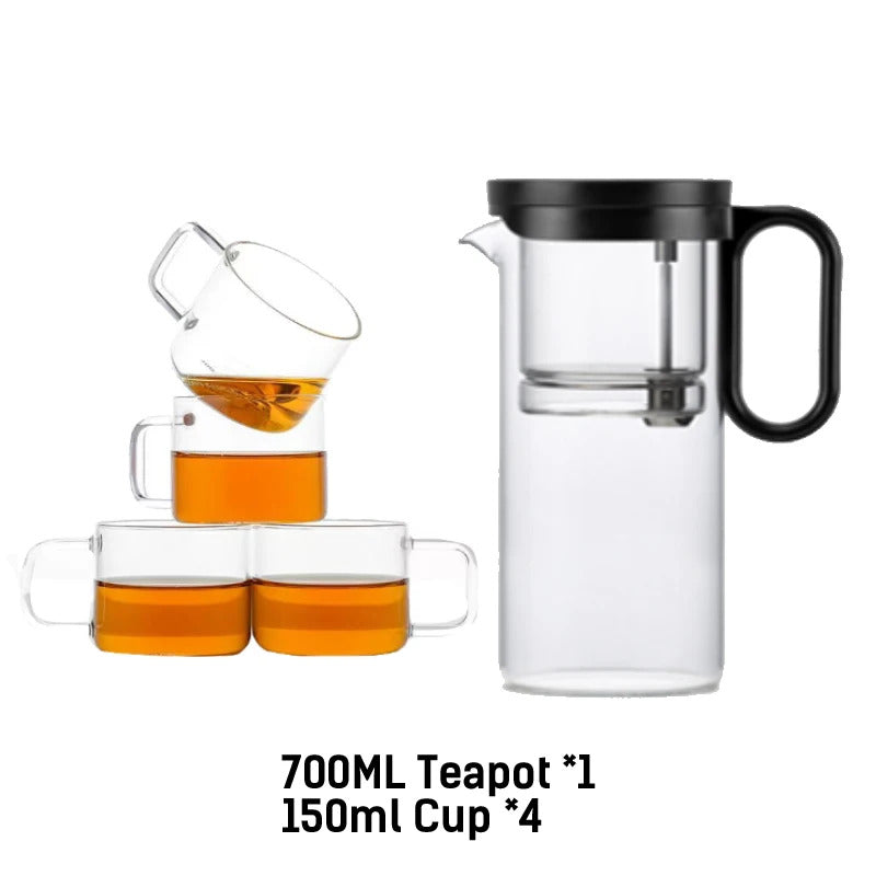 Samadoyo - Integrated Glass Teapot with One-Touch Tea Strainer, Heat-Resistant (500ml/700ml)