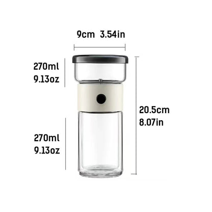 Heat-Resistant Glass Teacup, Teapot, Modular Tea Infuser, Portable Travel Tea Set with Carry Case, 270ml
