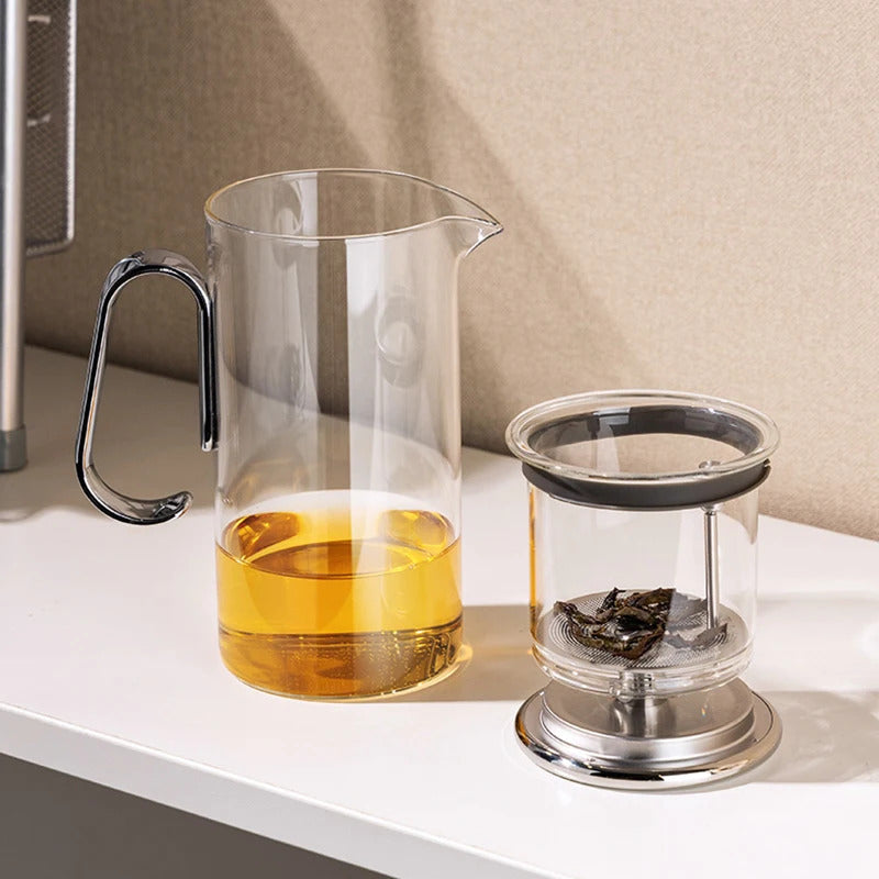 SAMADOYO Heat-Resistant Glass Teapot 580ml with Tea Strainer, Tea-Water Separation Pot