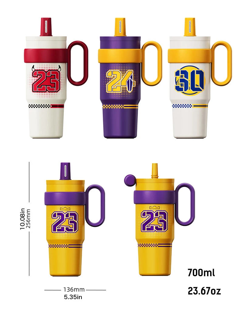 Basketball-Themed Print Tumbler, 316L Stainless Steel Double-Walled Vacuum Insulated Cup, 700ml