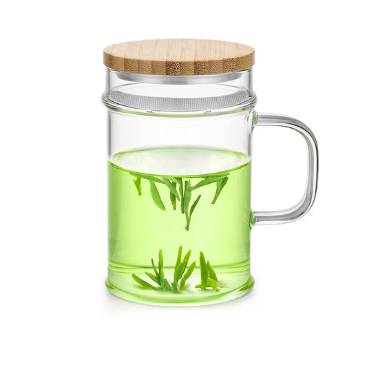 Samadoyo-Tasse à thé en verre résistant à la chaleur avec filtre, tasse verte simple, 400ml