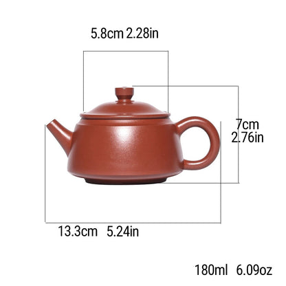 SteepCode Yixing "Breathing Teapot" – 180ml Supreme-Grade Vermilion Clay Masterpiece, Artisan Teapot, Zisha Teapot