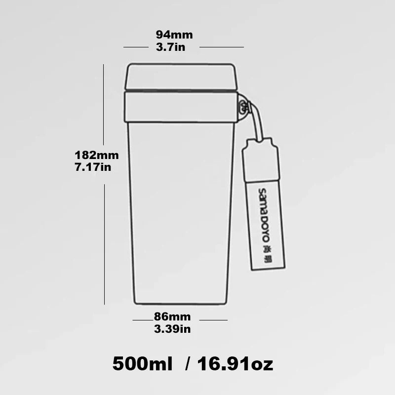 Samadoyo- Titanium silver coated inner wall, insulated cup, portable cup, coffee cup, tea cup with filter screen, 500ml