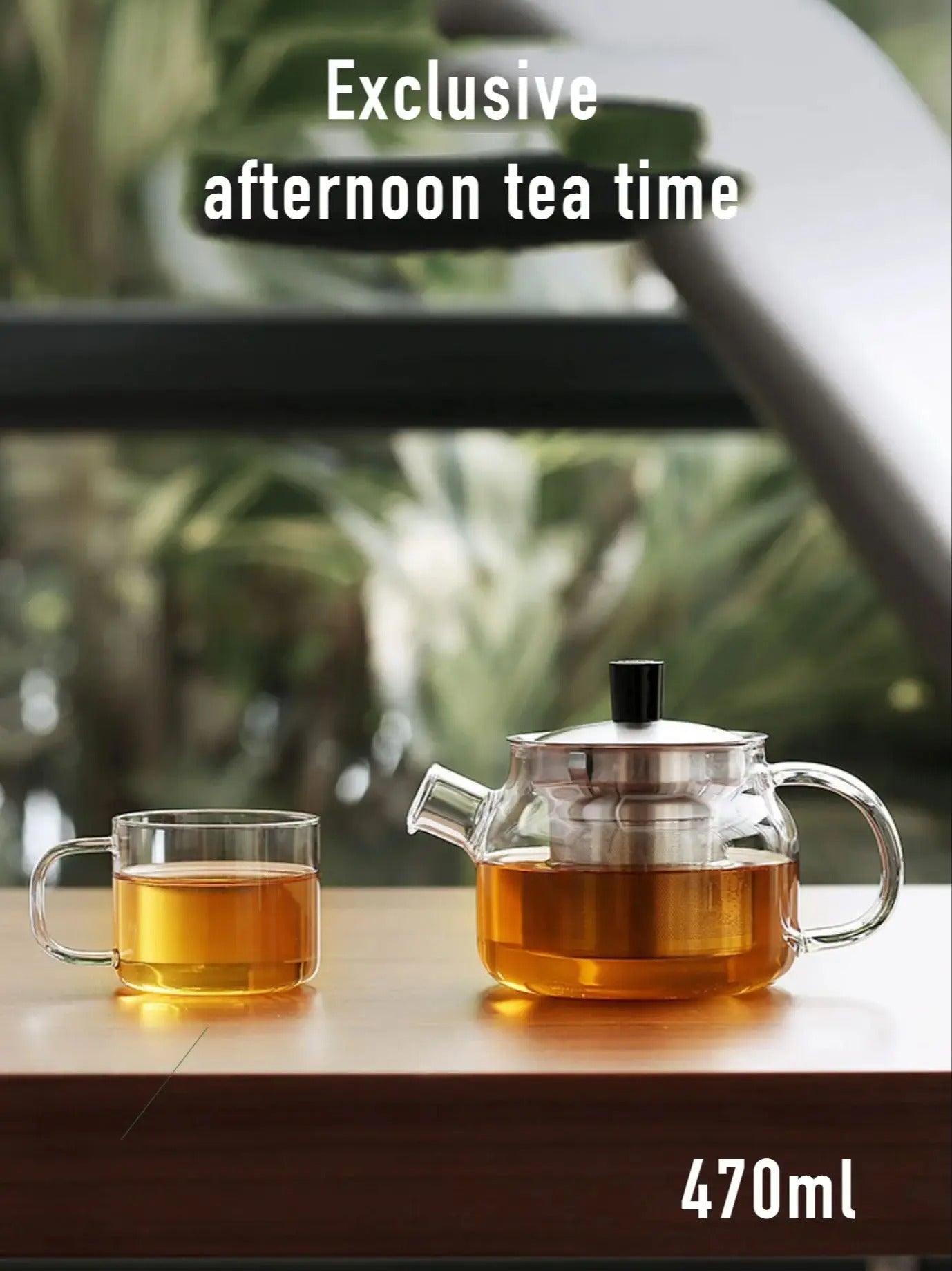 Samadoyo One Teapot & Four Cups Set, Heat-Resistant Glass Teapot Set, Loose Leaf Tea Infuser Teapot + Teacup Combination, 470ml