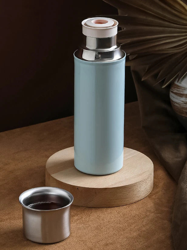 316L Stainless Steel Vacuum Tumbler with Tea Infuser & Portable Cup, 480ml
