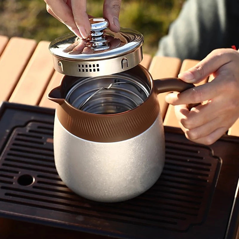 316 Stainless Steel Double-Wall Vacuum Insulated Teapot with Filter, 700ml