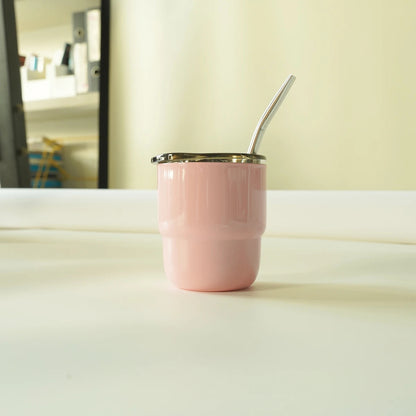 304 Stainless Steel Double-Wall Vacuum Insulated Cup, Coffee Mug, Yerba Mate Cup with Straw, 255ml